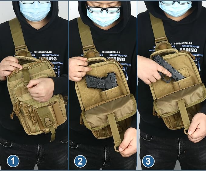 DegeTMVe Dual Pistol Holster Chest Bag Concealed Carry Sling Crossbody Tactical Gun Convertible Backpack Shooting Hunting