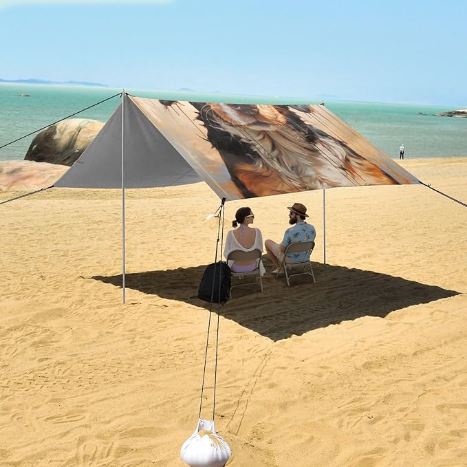 ALAZA Watercolor Cute Dog Beach Tent Sun Shelter Portable Canopy Sunshade for Outdoor Camping Picnics Backyard Fun 10x9 ft
