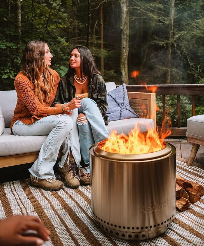 Solo Stove Bonfire Amazon Exclusive | Smokeless Fire Pit Bundle with Stand Lid Shelter &amp Ash Pan | Ideal for 4–6 People | Stainless Steel Wood Burning Camping Pit – 19.5 Wide 34lbs