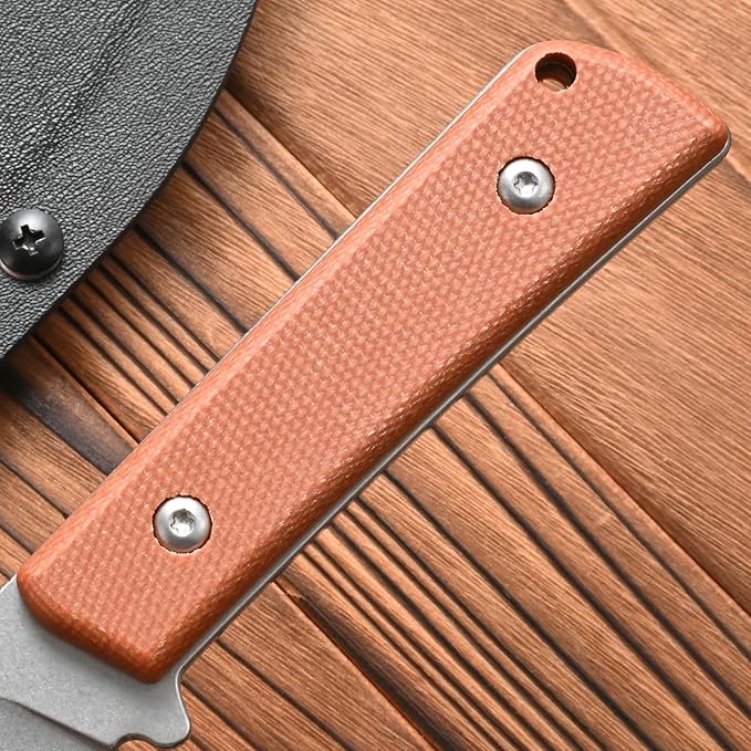 FF104 Fixed Blade Knife 14C28N Steel Blade Micarta Handle Full Tang Knife for Outdoor Camping Hunting Fishing Working(Brown)