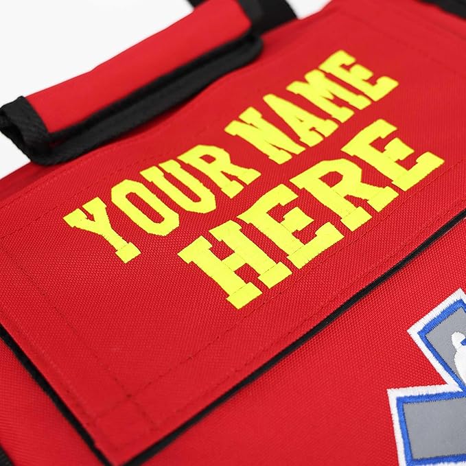 Lightning X Personalized EMT Trauma Bag – Large ALS Medical Bag with 6 Color-Coded Pouches MOLLE Panel Waterproof Bottom Reflective EMS Gear Custom Embroidered Name or Logo | LXMB35