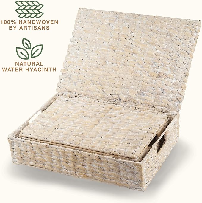 84ECO Set of 2 Decorative Storage Boxes With Lids for Home Decor Shelves