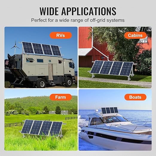VEVOR Solar Panel Mounting Brackets 30-60 Adjustable Multi-Piece Brackets for 1-4PCS Panels Carbon Steel Ground Mount Stand for Farms RVs Boats Off-Grid System