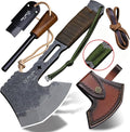 BA-KOR 12.2-inch DC53 Steel 10mm Thick Multi-Functional Survival Axe for Camping EDC Tool Jungle Logging Axe + Axe Sheath (5.9in) Cerium igniter