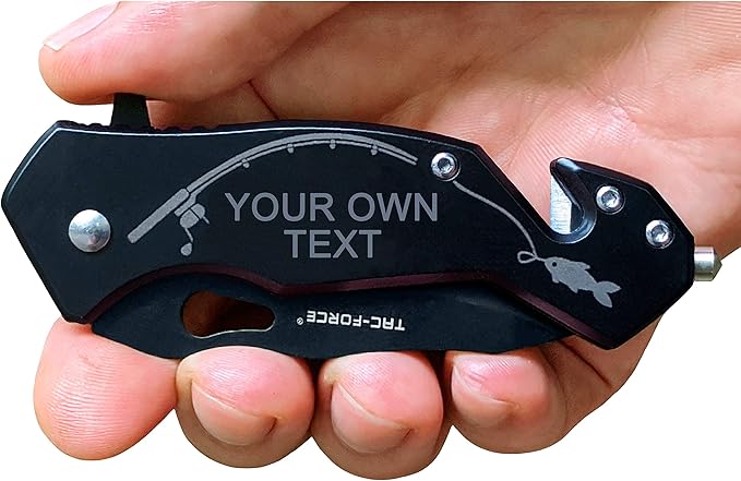 Personalized Fishing Gifts for Men Husband Friend Dad Grandpa Brother Coworker - Custom Engraved Pocket Knife for Fisherman - Gift Idea for Fishers for Christmas Father's Day (Customize it!)