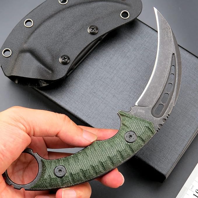 C1112 Fixed knifeFixed Blade KnifeD2 Steel Blade +G10 Handle Outdoor Camping KnivesEDC Tool Knifes with Kydex Sheaths(Green)