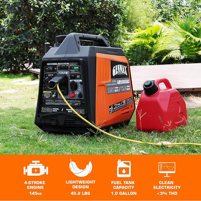 GENMAX GeneratorEPA Compliant Eco-Mode Feature Ultra Lightweight for Backup Home Use &amp Camping
