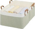 StorageWorks Storage Bins Fabric Storage Bins for Shelves Large Storage Baskets with Metal Frame Closet Baskets and Bins with Handles Green and White 2-Pack
