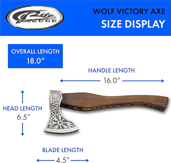 SZCO 18 Burnt Ash Wood Handle Nordic Fenrir Viking Axe with Leather Sheath Brown (882458)