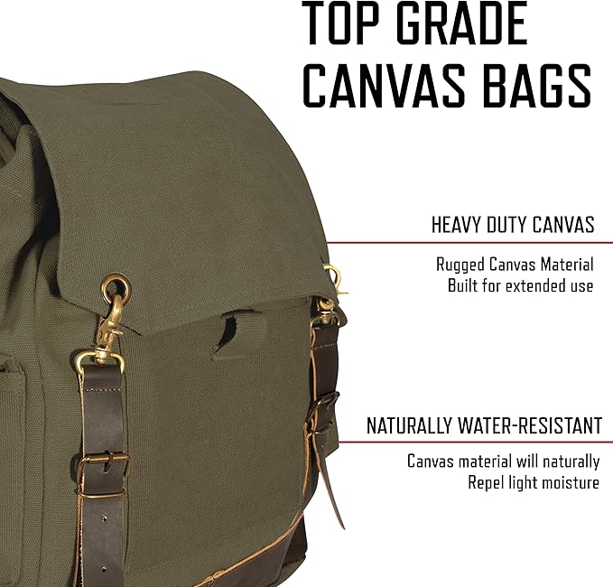 Rothco Vintage Expedition Rucksack - Classic Canvas Backpack for Everyday Adventures
