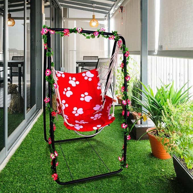 A-Shaped Metal Hammock Chair Stand with Rubber Mat Strong Load-Bearing220LBS Multi-Use Swing Stand for Outdoor Indoorand Adjustable Design for RelaxationHeavy-Duty Steel Hammock Stand Black