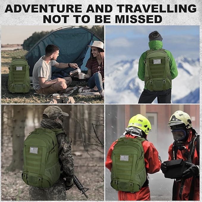Jueachy Tactical Backpack for Men Hiking Day Pack Molle Military Rucksack Waterproof 30L EDC Bag with USA Flag Patch