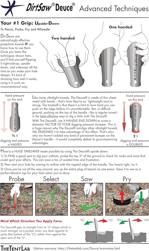 TheTentLab DirtSaw® Deuce #2 - .6 oz Ultralight Backpacking Trowel Color: Orange