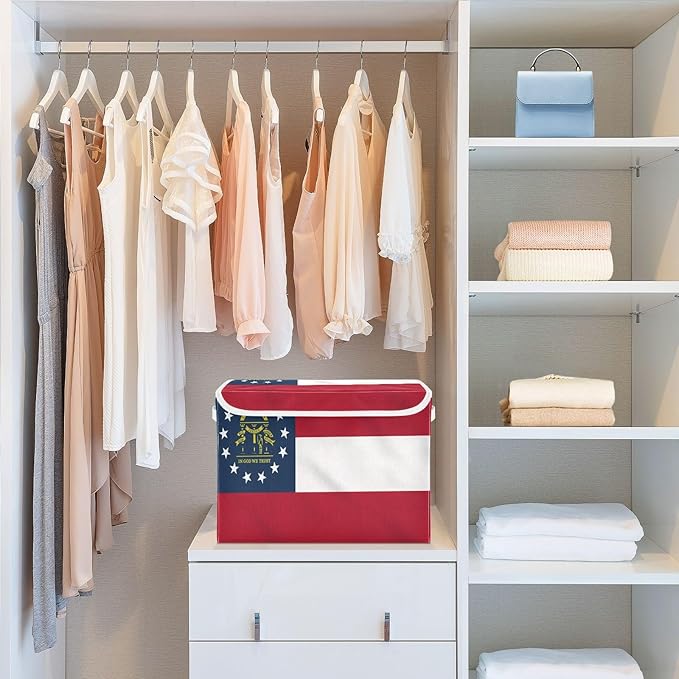 State Of Georgia Ga Flags Storage Containers with Lids Stackable Clothes Organizer Clothes Storage Bins for School