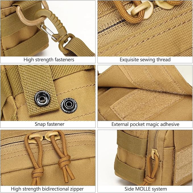 Small Canvas Messenger Bag Tactical Shoulder Bag Crossbody Casual Pack Waist Pack (CP)