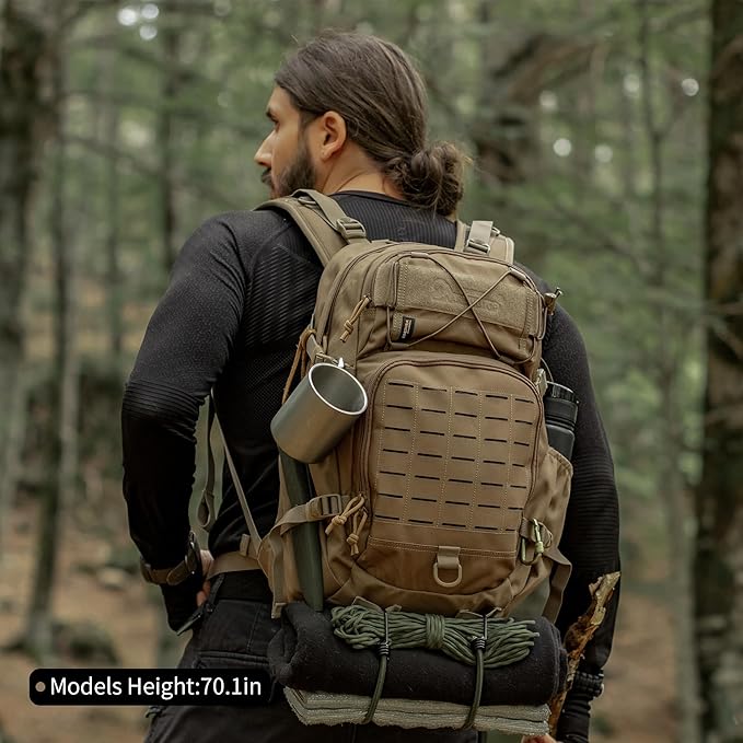 Mardingtop Small Military Tactical Backpack for Men25L Molle Cordura Backpack for HikingCampingRucking