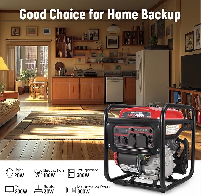 maXpeedingrods 4800 Watt Portable Inverter Generator Gas Powered Open Frame Generator with ECO Mode Lightweight for Outdoor Camping Home Backup Garden