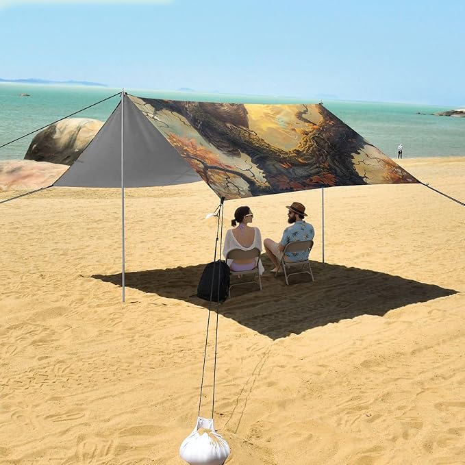 ALAZA Owl on The Tree Beach Tent Sun Shelter Portable Canopy Sunshade for Outdoor Camping Picnics Backyard Fun 10x9 ft