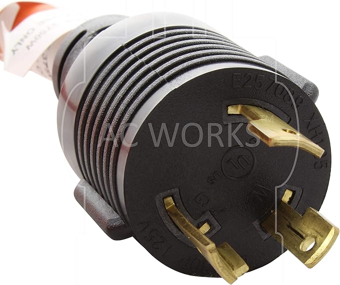AC WORKS L5-30 30Amp 3-Prong Locking Generator Distribution Cord (25FT L5-30 to Tri-Household Flexible)