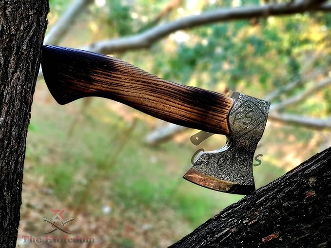 Custom and Handmade Carbon Steel Viking Axe Mini Camping Axe Hand Forged Medieval Dane Ragnar Axe Outdoor Hunting Fist Axe with Leather Sheath FS Crafts AXE004FR