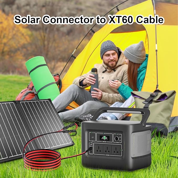 XRDS -RF Solar Connector to XT60 Cable 25FT 10AWG Solar to XT60 Female Extension Cable 600V Rated Power Cable for Solar Panels Batteries Power Stations – Heavy-Duty High Current Transfer