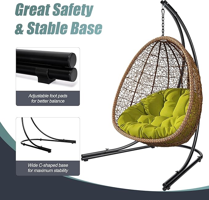 Sorbus Hammock Chair Stand Hanging Chair Stand- Heavy Duty Steel Sensory Swing Stand- Weather &amp Rust Resistant Arc Stand- Adjustable Portable Stand 330lbs - TreeLoungerAir PorchIndoor/OutdoorY