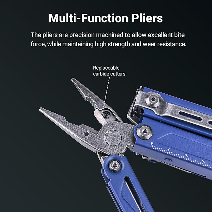 NEXTORCH PIONEER MT20 14-IN-1 Multi-tools Full-SizeMulti-tool Set with Scissors Needle Nose Pliers Pocket Clip Multi-tool for DIY Home Outdoors Everyday Carry Men Gift Color (BLUE with Glass Breaker)