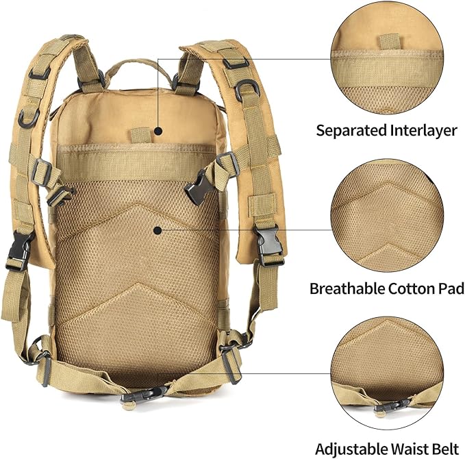 Military Tactical Backpacks 45L Assault Pack Bag Large Rucksack with MOLLE Webbing System For Men Camping Hiking Trekking