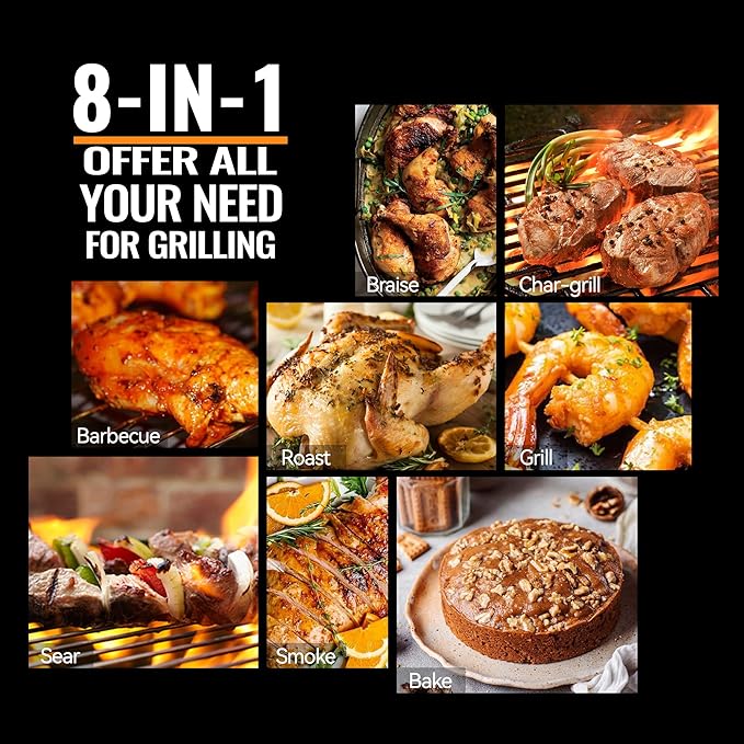 Z GRILLS ZPG-550B Wood Pellet Smoker Grill Auto Temperature Control 553 sq in Cooking Area 8 in 1 Grill for Outdoor BBQ Black