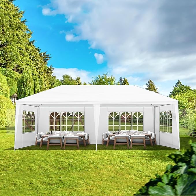 Outdoor Gazebo Canopy Wedding Party Tent Camping Shelter Commercial Instant Shelter Waterproof Tent with Removable Side Walls (10'x20' with 4 Sidewalls)