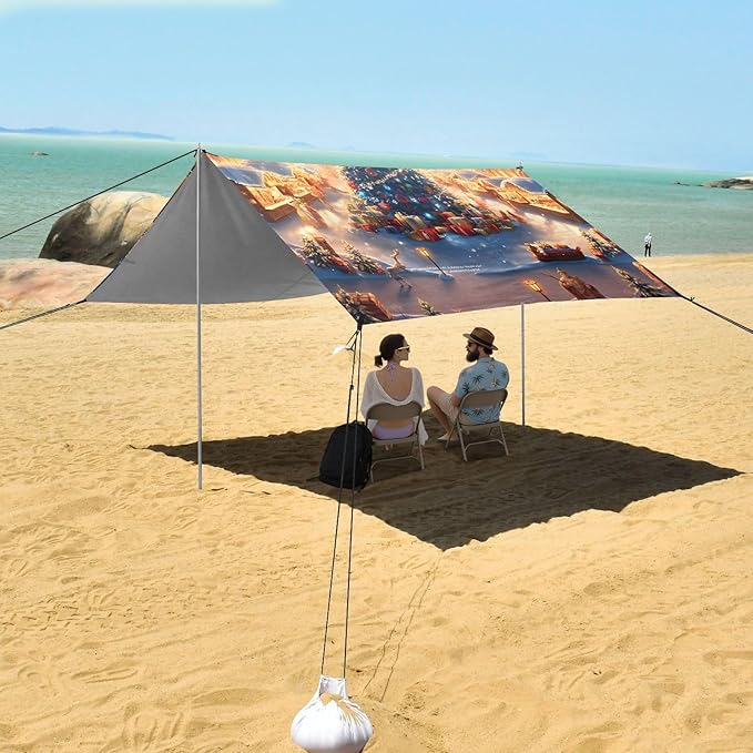 ALAZA Christmas Tree Beach Tent Sun Shelter Portable Canopy Sunshade for Outdoor Camping Picnics Backyard Fun 10x9 ft