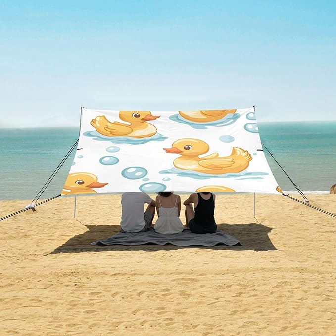 ALAZA Duck Color Beach Tent Sun Shelter Portable Canopy Sunshade for Outdoor Camping Picnics Backyard Fun 10x9 ft