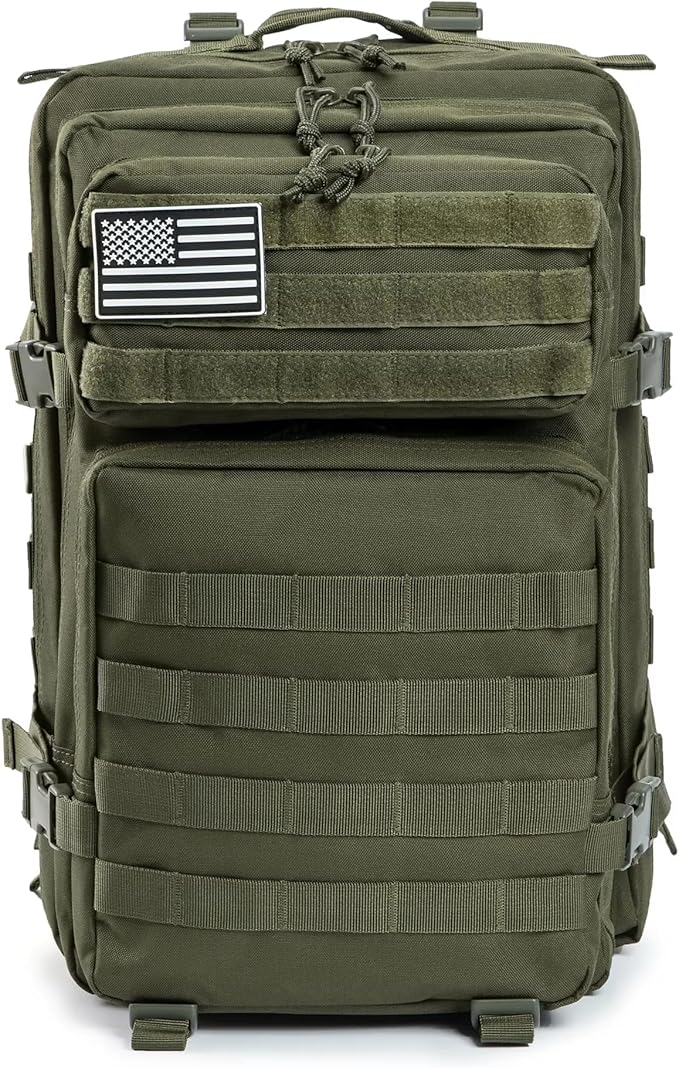 45L Tactical Backpack Large Capacity Outdoor Rucksack 3 Day Fitness Hiking Bag Hiking Camping Gear Backpacks Green (Pack of 1)