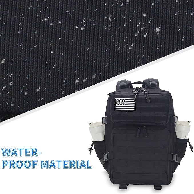 25L/45L Tactical Backpack Military Tactical Backpack Heavy Duty Molle Assault Pack for Work Gym Outdoors (1.0 25L-Black Small)