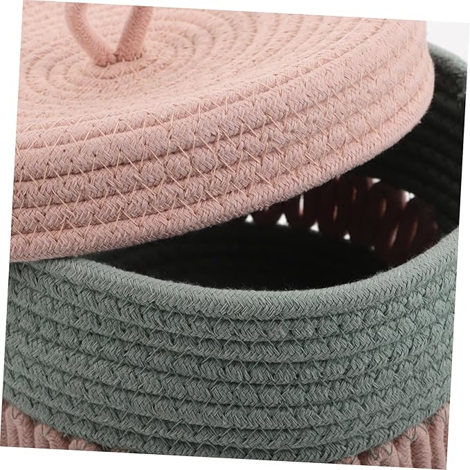 KOMBIUDA 001g Cotton Rope Storage Basket Lid Multi-purpose Woven Organizer for Toys Nursery Supplies and Home Decor Elegant Design for Efficient Organization