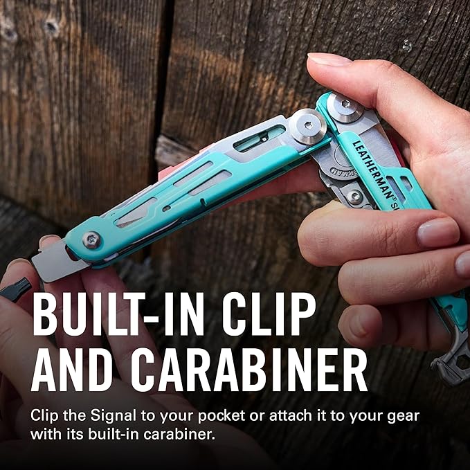 LEATHERMAN Signal 19-in-1 Multi-tool for Outdoors Camping Hiking Fishing Survival Durable &amp Lightweight EDC Made in the USA Aqua/Silver