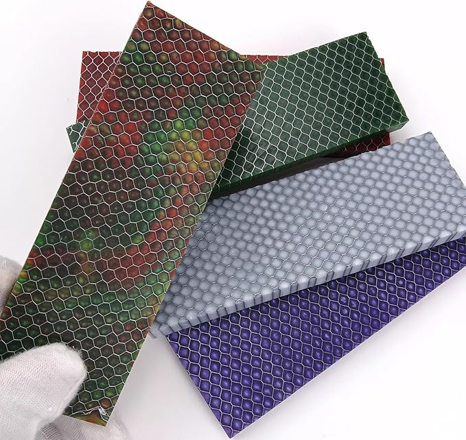 Blank Material For Resin Knife Handle Honeycomb Structured Color Textured Cutting Tool Board 120x40x8mm(Red2pcs)