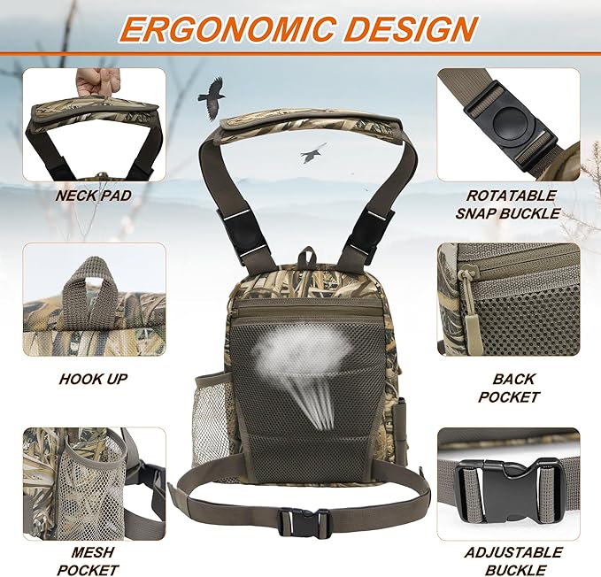 Tactical Shoulder BagHunting Chest RigFly Fishing Chest PackOutdoor Military Sling BagSports Chest PackHunting Binocular PackLightweight Carry Pouch