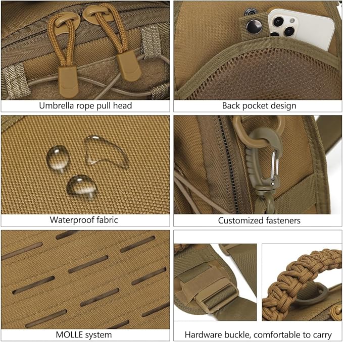 Tactical Sling Bag Pack Military Shoulder Bag Chest Pack Messenger Molle Sport Backpack Hiking Daypack Men Women (Jungle Digital)