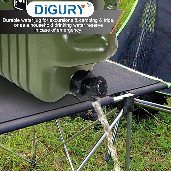Digury 5 Gallon Water Jug Camping Water Container BPA Free Water Storage with Spigot No Leakage Portable Emergency Water Tank for Outdoor Hiking Camping Picnic Supplies Green