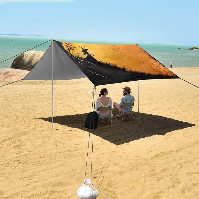 ALAZA Halloween Witch Beach Tent Sun Shelter UPF50+ Protection Beach Shade Canopy w/ 4 Sandbags for Outdoor Camping Fishing Backyard Fun Picnic 10x9 ft