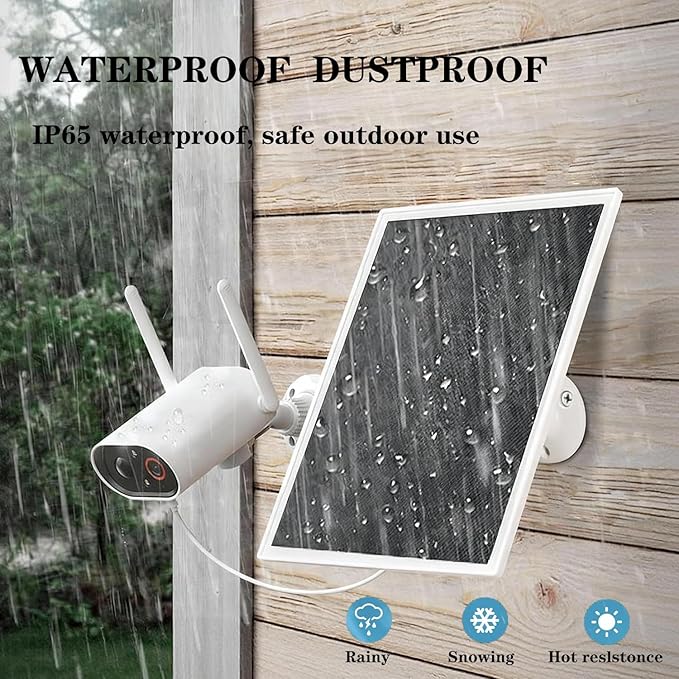 10W Solar Panel for Ring Camera/Outdoor Cameras Solar Charger with USB-C &amp &amp Barrel Plug for Ring Stick Up &amp Spotlight Cam Series IP65 Waterproof 360° Adjustable Mount 10ft Cable Whit