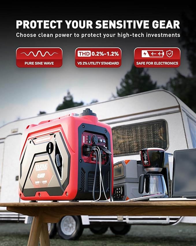 ERAYAK 4500W Portable Inverter Generator for Home Use Super Quiet Small Generator for Camping Outdoor Emergency Power Backup Gas Powered Engine ECO Mode EPA Compliant