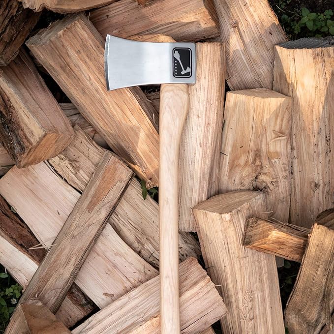 The General: World Axe Throwing League Premium Competition Throwing Axe &amp Multi-Purpose Camping Axe or Wood Splitting Axe with Nylon Sheath &amp Curved Hickory Wooden Handle