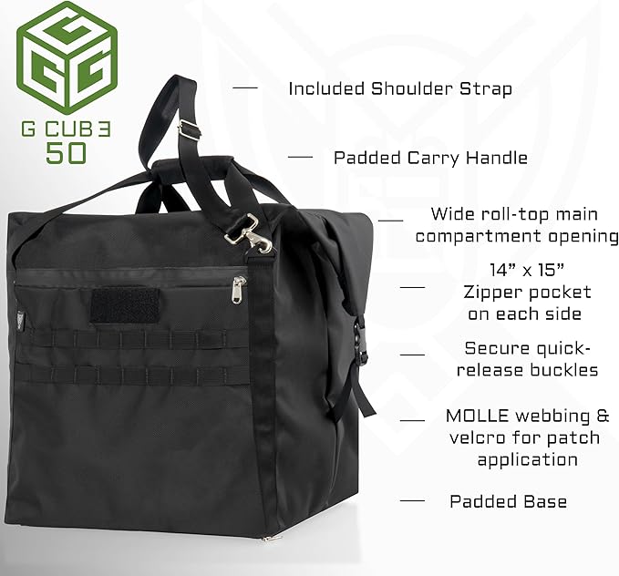 Xtreme Sight Line ~ AQUA G CUBƎ 50 Waterproof Faraday Bag for Small to Medium Generators and Electronics ~ Protects Against EMP/CME/EMF/RF ~ Diamond Form Farday ~ 1680D Ballistic Nylon ~ Black