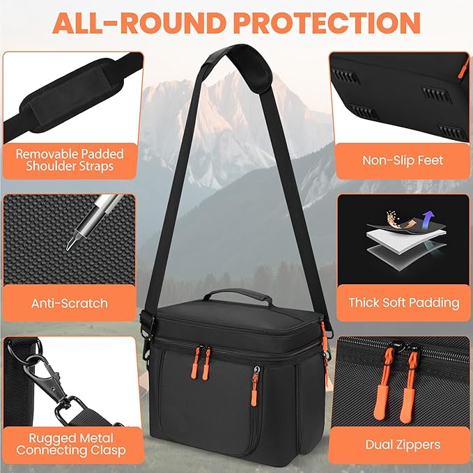 Carrying Case Compatible with BLUETTI EB3A/AC2A/AC2P/Elite 30 V2 Power Station Travel Bag Padded with Multi-pockets for Accessories Protective Cover Storage Bag with Shoulder Strap &amp Handle