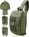 DBTAC Compact 9L Tactical Sling Bag with Removable Elastic Organizer Panel Everyday Carry Shoulder Pack for EDC Tools First Aid Travel Outdoor Sports (Green)