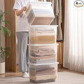 27 Quart Stackable Plastic Storage Bins with LidsContainer to Organize Shoes and Crafts on Closet ShelvesGarage Totes Tubs Boxes Organizing 4 Pack (4XL)