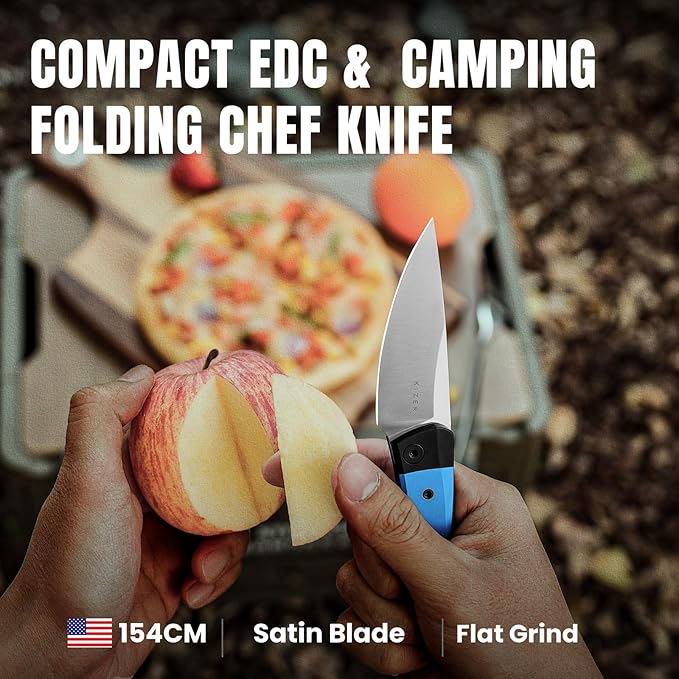 Kizer Mini Momo EDC Pocket Knife 3.2” 154CM Blade Pocket Folding Knife with Aluminum Handle Front Flipper EDC knife with Pocket Clip for Men Women Camping Hunting Survival Knives V3663C1 (154CM Bla