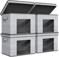 Univivi Foldable Fabric Storage Boxes Large Storage Bins with Lids [4-Pack] Collapsible Storage Cube Organizer Closet &amp Bedroom Organization Containers Home Storage Cube Box (Gray 17“ x 12” x 1